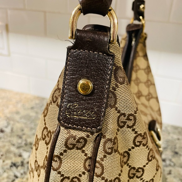 GUCCI Abbey Brown GG Logo D-Ring Bag 💯 AUTHENTIC - Picture 9 of 16